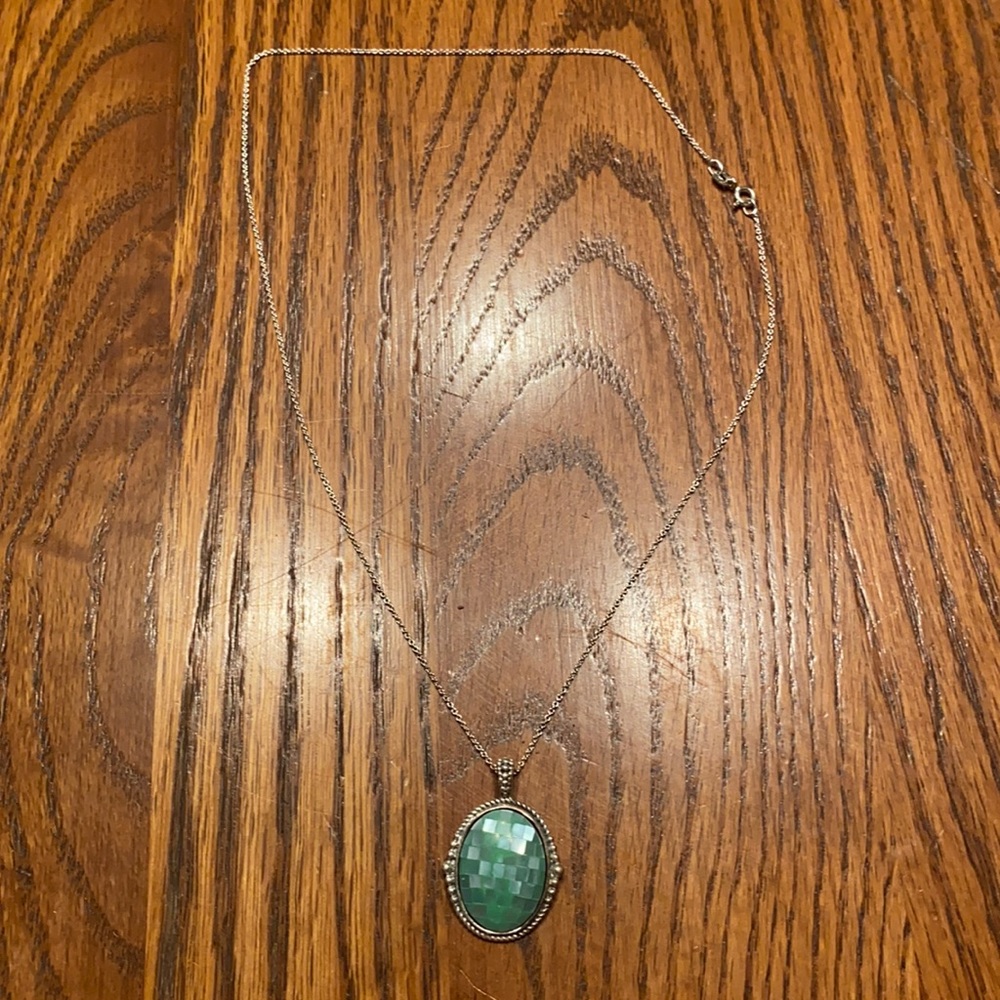 Serling silver mother of pear necklace